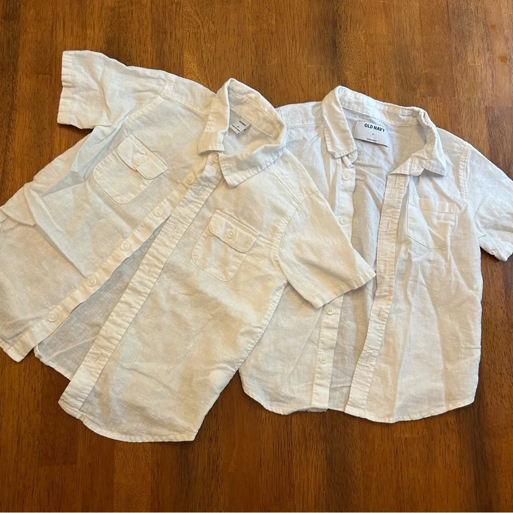 White Linen Blend Button Up Shirt Bundle | 4T Boys | 2-Pack | Old Navy